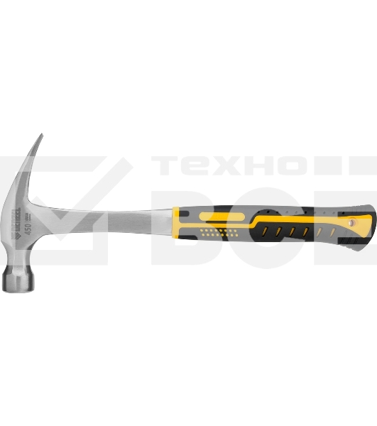 Молоток-гвоздодер Denzel 10423 450 г, цельнометаллический, двухкомпонентная рукоятка