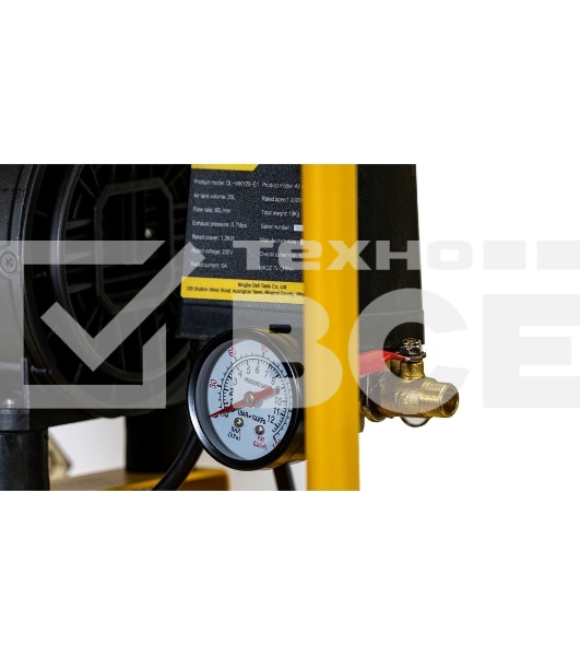 Компрессор воздушный безмаслянный Deli DL-WKY25-E1 (мощность 1,2кВт, 25л, 80л/мин, 7атм, 2800об/мин)