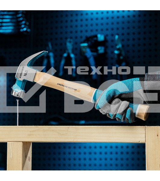Молоток-гвоздодер Gross AMERICAN HICKORY 450 г, угол 45, магнит, обрезиненная рукоятка