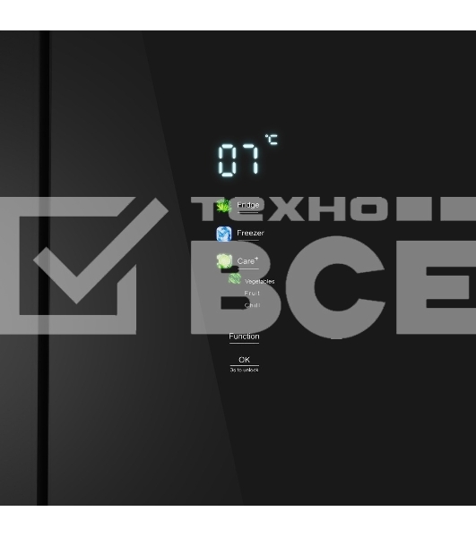 Холодильник Maunfeld MFF192NFB01 Inverter черный стекло трехкамерный 334/184л морозилка снизу, No Frost, Side by Side