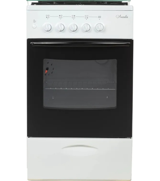 Плита газовая Лысьва ГП 400 МС СТ-2у белый, стеклянная крышка, конфорок 4 газовых, духовка 57 л, 50 см x 84 см x 60 см