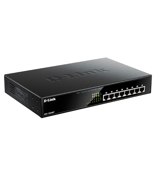 Коммутатор D-Link DGS-1008MP/A2A/B1A, 8×1 Гбит/с, неуправляемый