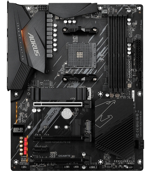 Материнская плата Gigabyte B550 AORUS ELITE V2, AM4, AMD B550, 4xDDR4, 4xSATA, 2xM.2, 1xPCIe 4.0 x16, 1xPCIe 3.0 x16, 2xPCIe 3.0 x1, 1xHDMI, 1xDP, 1x2.5Gb LAN, 1xUSB-C 10Gbps, 4xUSB-A 10Gbps, 4xUSB-A 5Gbps, 2xUSB-A 2.0, 3x3.5 мм, 7.1, ATX