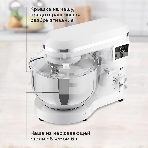 Планетарный миксер BQ MX640 White. Максимальная мощность 1600 Вт / Чаша из нержавеющей стали 6 л / Функция ферментации/ Подогрев чаши до 40'C / Электронное управление / Металлические насадки в комплекте / Металлические шестерни / Двойная защита: от перегр, фото5