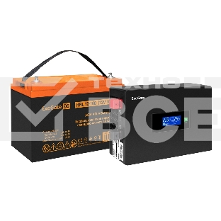 Комплект Источник бесперебойного питания EX295992RUS + батарея 100Aч EX285656RUS 1шт (инвертор, синус, для котла, PF=1, настенный) ExeGate IdealSine SR-600.LCD.2SH <600VA/600W, чистая синусоида, цветной LCD-дисплей, 2*Schuko, крепление настенное, Black> +