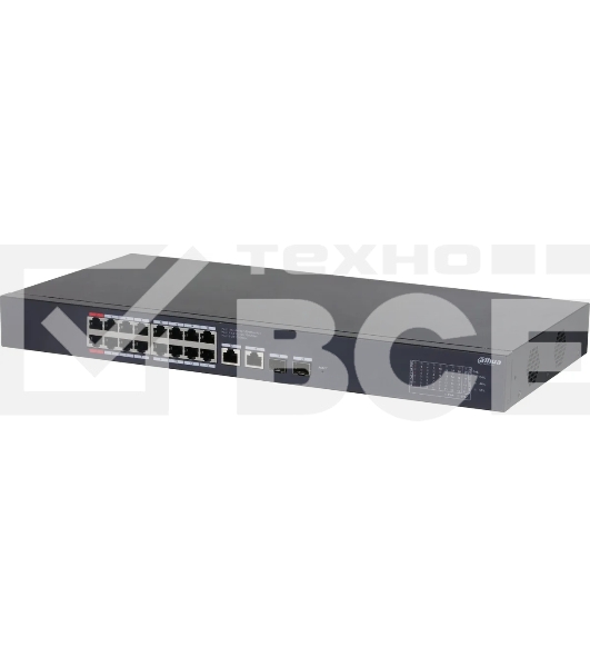 Коммутатор Dahua DH-CS4220-16GT-240 (L2) 16x100Мбит/с 2x1Гбит/с 2xКомбо(1000BASE-T/SFP) 16PoE 265W управляемый