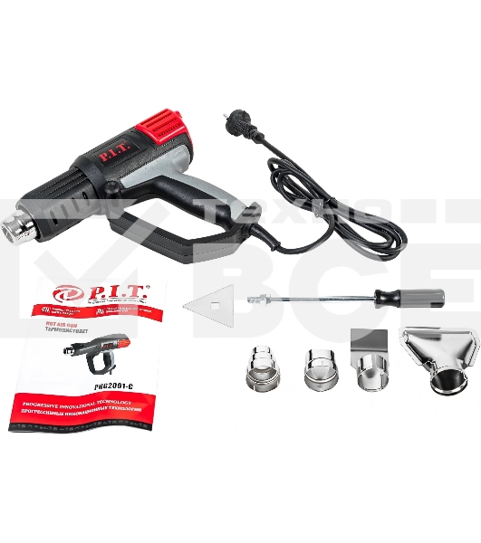 Технический фен P.I.T. PHG2001-C темп.350/550С черный