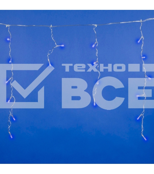 Бахрома светодиодная 1,8м 48 светодиодов Синий свет Провод прозрачный ULD-B1805-048/DTA BLUE IP20