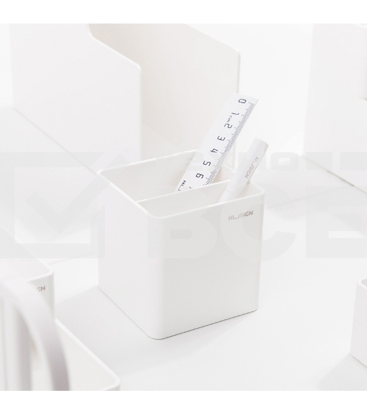 Подставка Deli ENS011WHITE Nusign 2отд. для письменных принадлежностей 84х84х86мм белый пластик