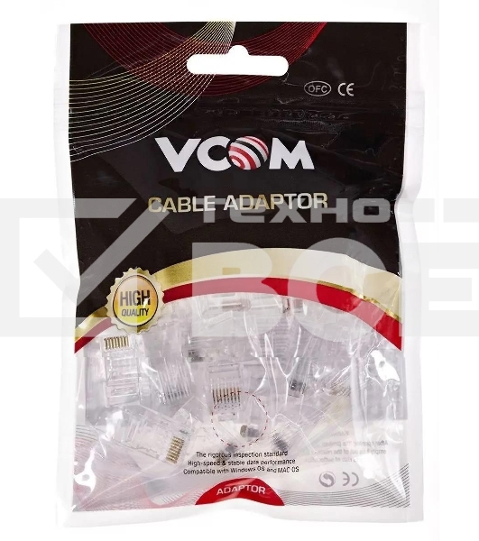 Коннектор VCOM RJ-45 (8P8C) для UTP кабеля 6кат. ( упаковка 20шт.)