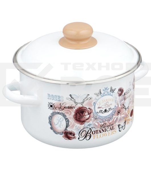 Кастрюля Appetite 1RD181М Roses эмалированная сталь, цилиндрическая 3 л