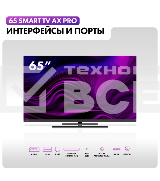 Телевизор Haier 65 Smart TV AX Pro QLED 4K Ultra HD черный
