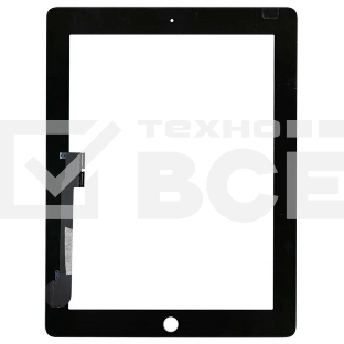 Сенсорное стекло (тачскрин) для iPad 3/4, черное OEM