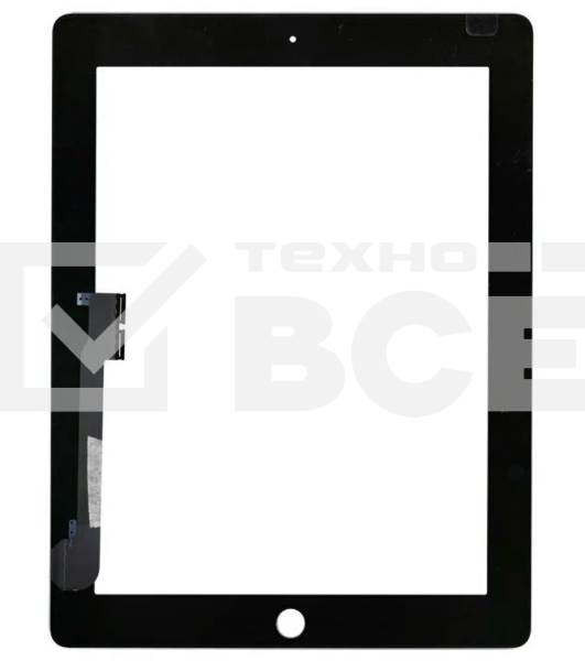 Сенсорное стекло (тачскрин) для iPad 3/4, черное OEM