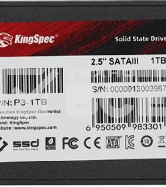 Накопитель SSD KingSpec P3-1TB, 1024GB, SATA, 2.5
