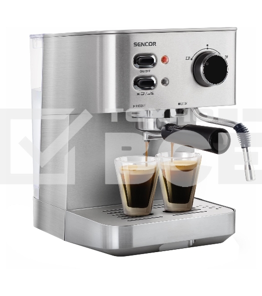 Кофеварка рожковая Sencor SES 4010SS серый, исп. кофе - молотый, 1.5 л, 1050 Вт, 15 Бар.
