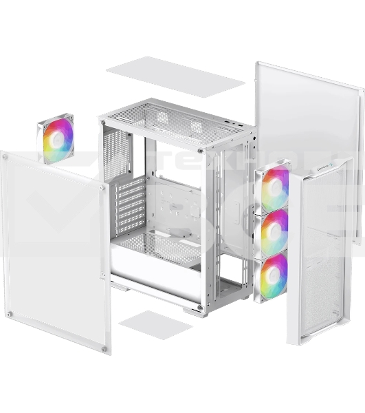 Компьютерный корпус Deepcool CC560 MESH V2 WH без БП, боковое окно (закаленное стекло), 3x120мм ARGb LED вентилятор спереди и 1x120мм ARGb LED вентилятор сзади, белый, ATX