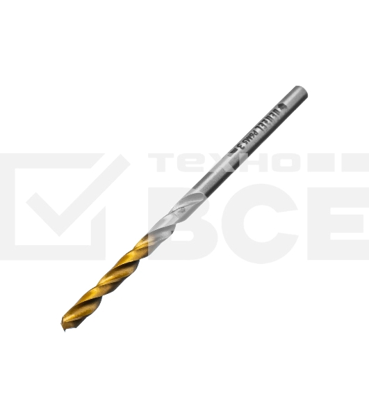 Сверло спиральное по металлу Denzel 3 x 60 мм, Р6М5, Golden Tip, 2 шт.