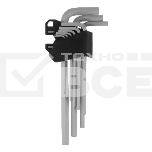 Набор ключей имбусовых Denzel, HEX, 1,5-10 мм, CrV, 9 шт., удлиненные