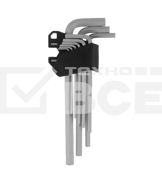 Набор ключей имбусовых Denzel, HEX, 1,5-10 мм, CrV, 9 шт., удлиненные