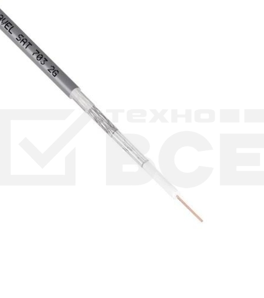 Кабель коаксиальный CAVEL SAT 703 B, Cu/Al/CuSn, 75%, 75 Ом, 7 метров, белый (цена за метр)