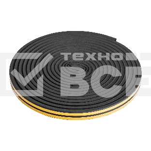 Уплотнитель резиновый Сибртех 12 м, профиль 'D', черный