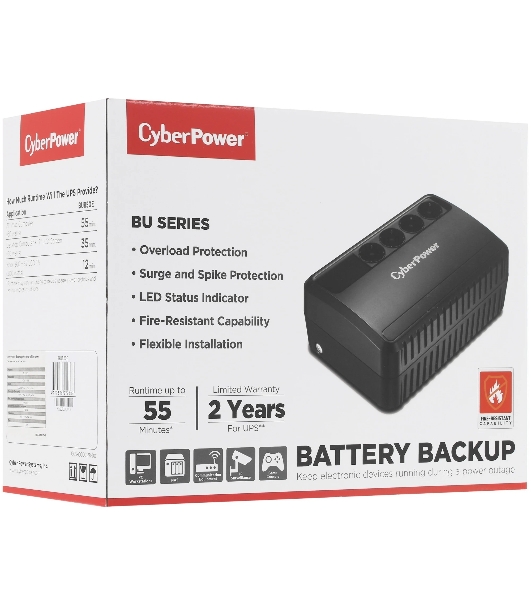 Источник бесперебойного питания CyberPower BU850E/850 ВА/425 Вт/4 х CEE 7 (евророзетка)