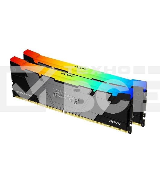 Оперативная память Kingston Fury Renegade, DDR4, 32GB (2x16GB), 3600MHz, CL16, с радиатором, RGB, серебристый/черный
