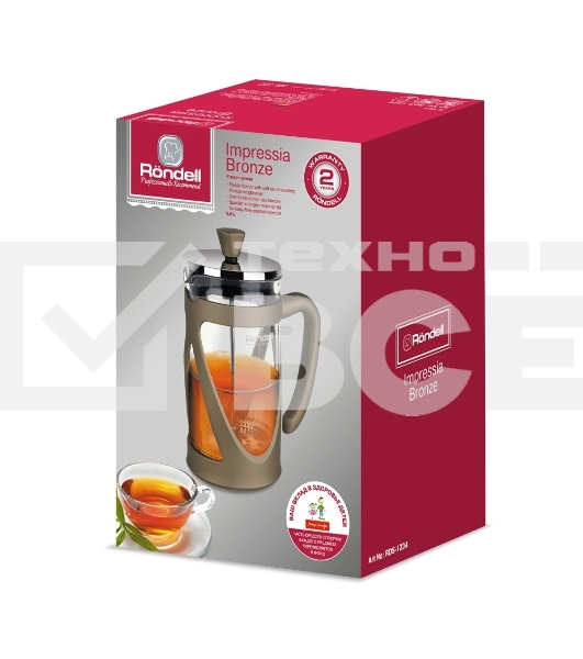 Френч-пресс Rondell Impressia Bronze RDS-1234, 0.6л, бронзовый