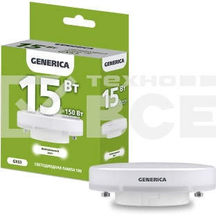Лампа LED IEK LL-T80-15-230-40-GX53-G T80 таблетка 15Вт 230В 4000К GX53 GENERICA