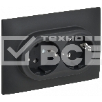 Розетка 2-местная IEK SKANDY SK-R08G (SK-R21-16-K53-F) с заземлением, без защитных шторок 16А в сборе, графит, фото 1