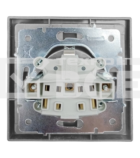 Розетка 1-мест. LEZARD с/з ПБТ СП ZIMA IP20 16А безвинт. зажим серый матовый 704-7488-122BQC