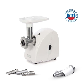 Мясорубка электрическая Аксион М32.04 белый, 1500 Вт, 1.7 кг/мин, защита от перегрузки, насадки - 2