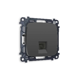 Комплект механизма телефонной розетки OMEGA Графит мягкое касание RJ-11(4P4C) с шторкой QUANT (OP9120, VM190) MO912030