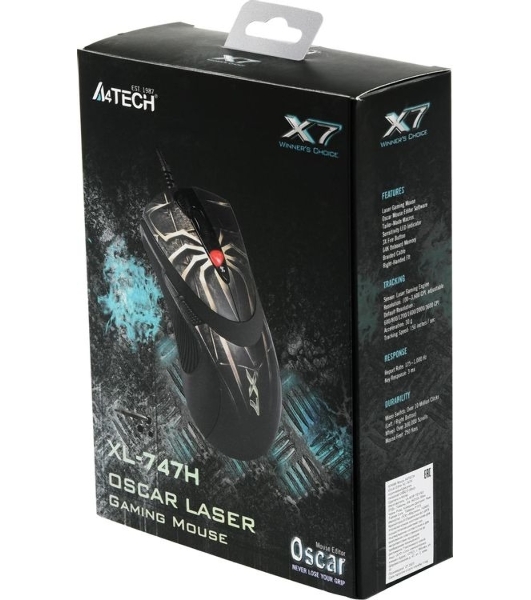 Мышь проводная A4Tech XL-747H коричневый, 3600 dpi, USB, кнопки - 7