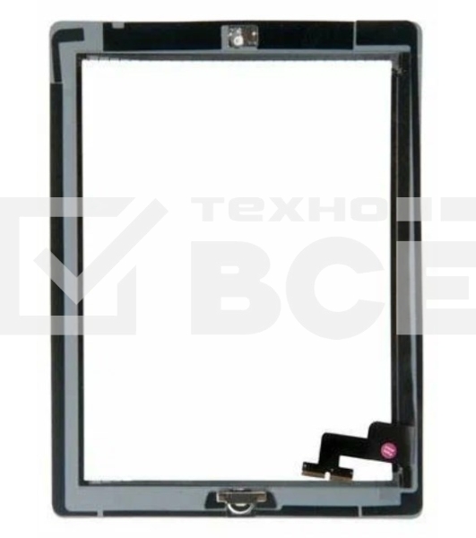 Сенсорное стекло (тачскрин) для iPad 2 (A1395, A1396, A1397), белое с кнопкой OEM