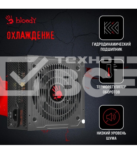 Блок питания Bloody BD-PS700W, 700Вт, 80 PLUS WHITE, 120мм, черный