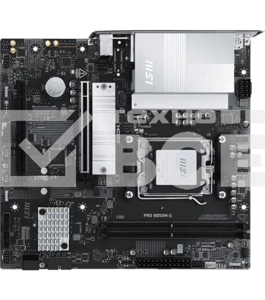 Материнская плата MSI PRO B850M-G, AM5, AMD B850, 2xDDR5, 4xSATA, 2xM.2, 1xPCIe 5.0 x16, 1xPCIe 4.0 x4, 1xDP, 1xHDMI, 1x5Gb LAN, 1xUSB-C 5Gbps, 3xUSB-A 5Gbps, 2xUSB-A 2.0, 3x3.5 мм, 7.1, mATX