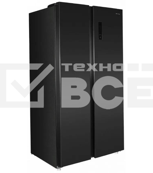 Холодильник Maunfeld MFF177NFSB черный глянц. двухкамерный 263/170л морозилка сбоку, No Frost, Side by Side