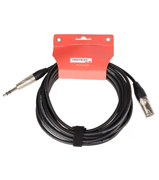 Кабель аудио FORCE FMC-07/61/4' TRS (M) - XLR (M), высококачественный балансный, малошумящий с проводниками из безкислородной меди OFC, диаметр 6 мм, профессиональные металлические разъемы, длина 6 м, цвет черный
