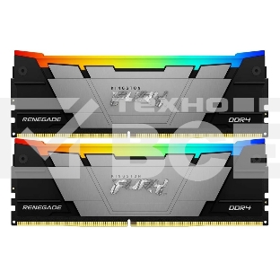 Оперативная память Kingston Fury Renegade, DDR4, 32GB (2x16GB), 3600MHz, CL16, с радиатором, RGB, серебристый/черный