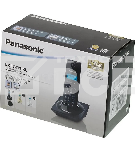 Телефон беспроводной (DECT) Panasonic KX-TG1711RUB (черный) {АОН, Caller ID,12 мелодий звонка,подсветка дисплея,поиск трубки}
