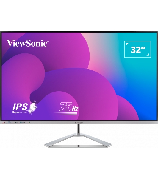 Монитор 32' ViewSonic VX3276-MHD-3 IPS 1920x1080, 75 Гц, 4 мс, 16:9, 250 кд/м2, 1xHDMI, 1xDP, 2x3 Вт, серебристый
