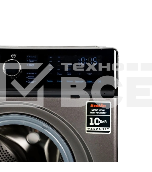 Стиральная машина Smile SWMSW10DG1400 графит, загрузка фронтальная 10 кг, 1400 об/мин, класс: А+++
