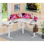 Стол для компьютера Cactus угловой подъемный столешница МДФ, белый каркас белый 140x72x60 см (CS-EDXL-WWT), фото2