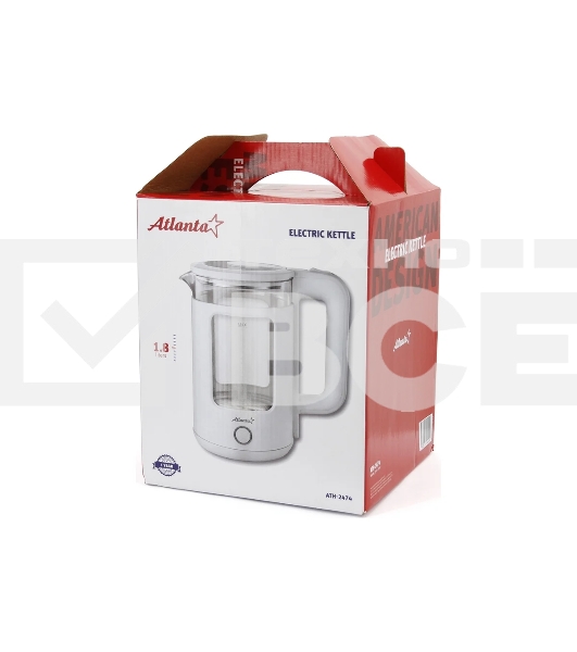Чайник электрический стеклянный Atlanta ATH-2474 белый