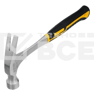 Молоток-гвоздодер Denzel 560 г, цельнометаллический, двухкомпонентная рукоятка