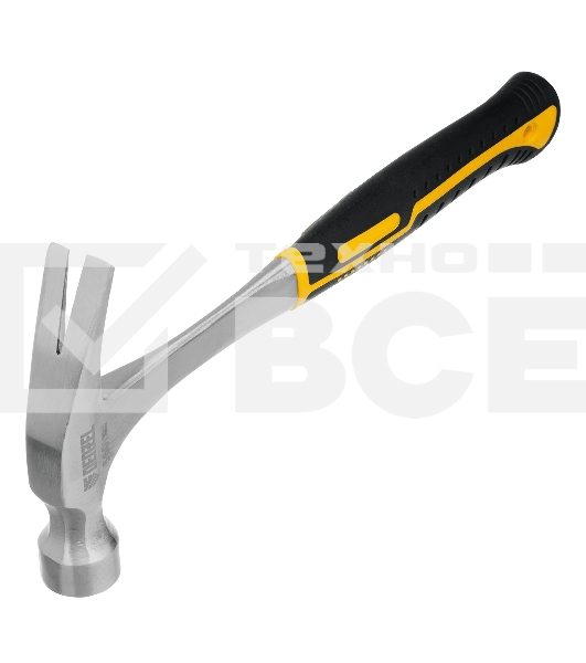 Молоток-гвоздодер Denzel 560 г, цельнометаллический, двухкомпонентная рукоятка