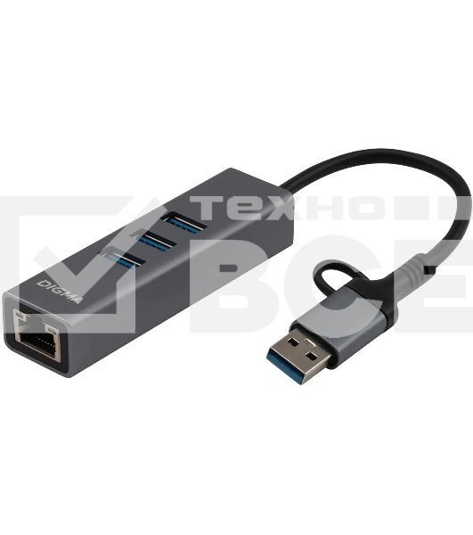 Сетевой адаптер Gigabit Ethernet Digma DLA-GEUCH3 USB 3.0
