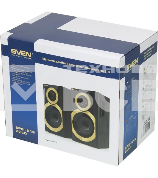 Акустическая система SVEN SPS-619 GOLD акустическая система 2.0, мощность 2х10 Вт(RMS)